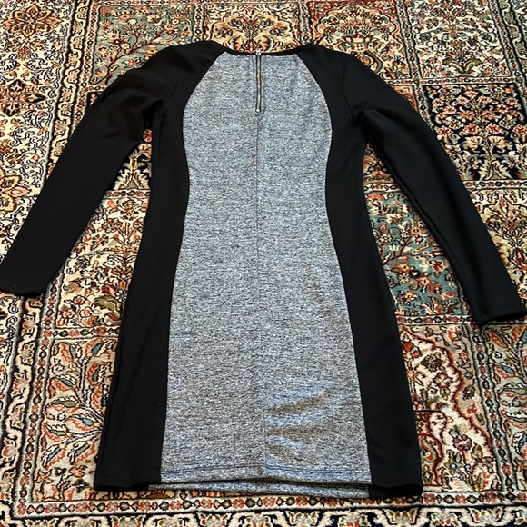 Black and grey exposed silver zipper stretch dress - Picture 3 of 12